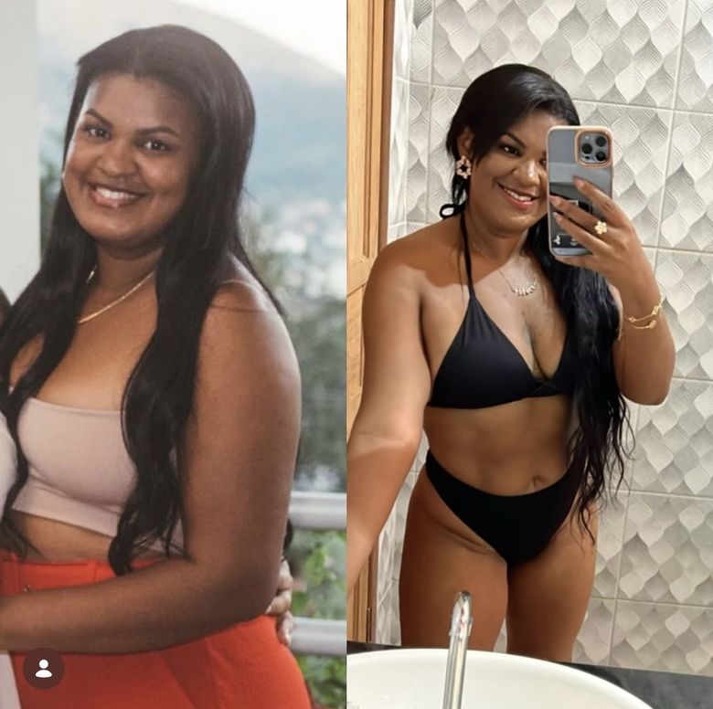 Antes e depois de aluna da Monnick